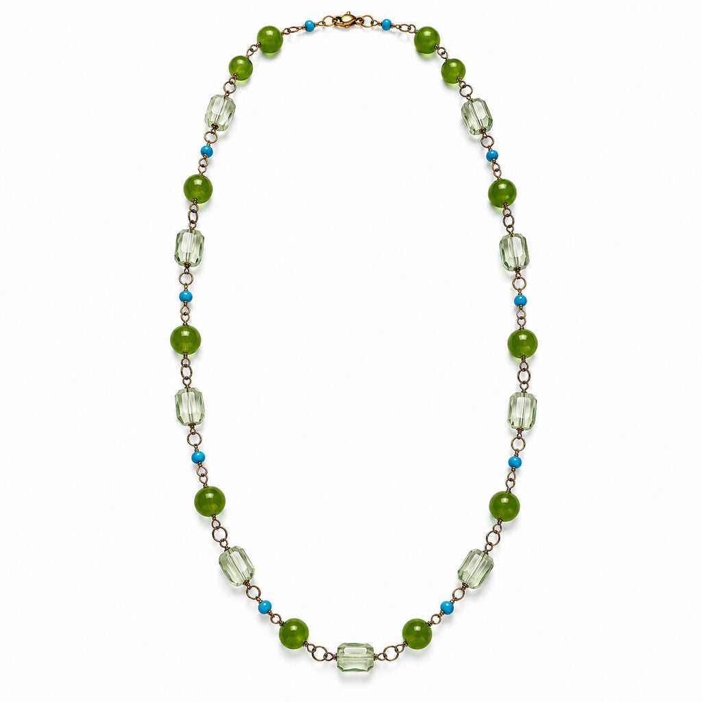 Green Beads Turquoise Accent