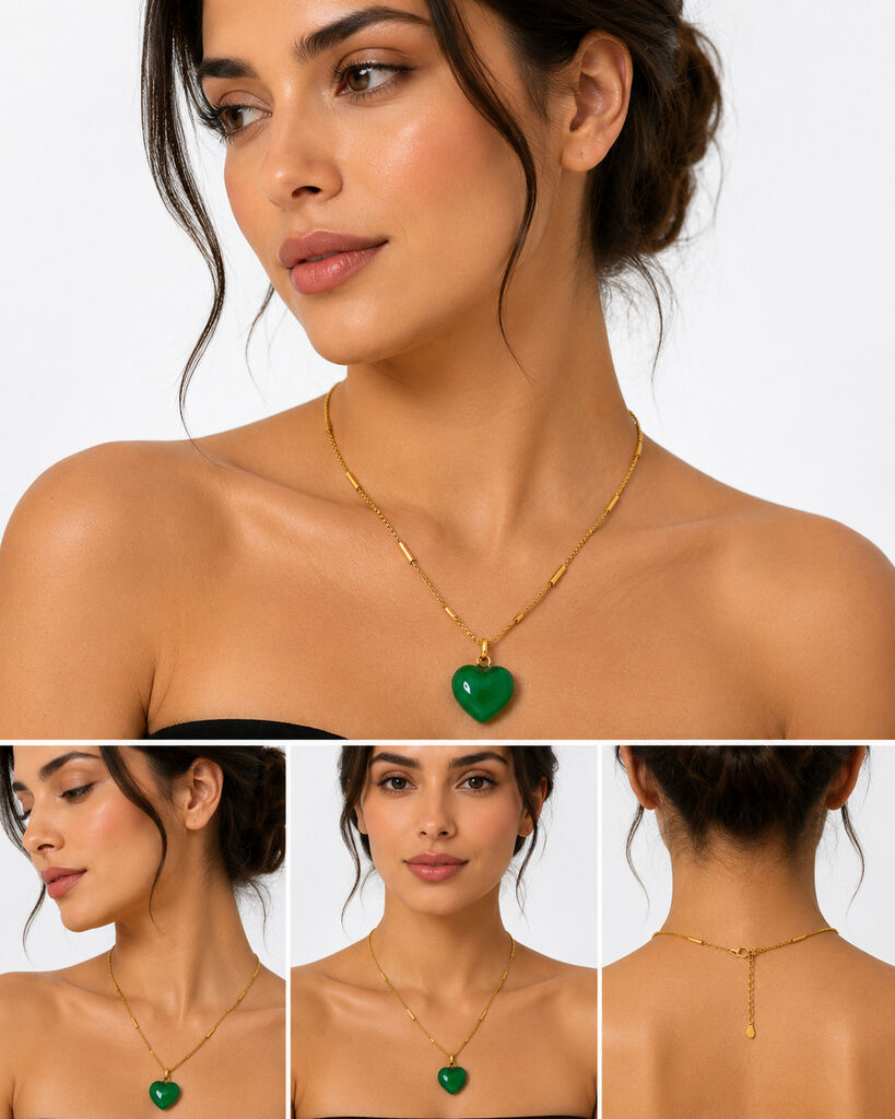Green Heart Gold Chain