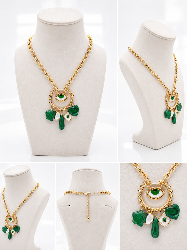 Eye Pendant Green Stones