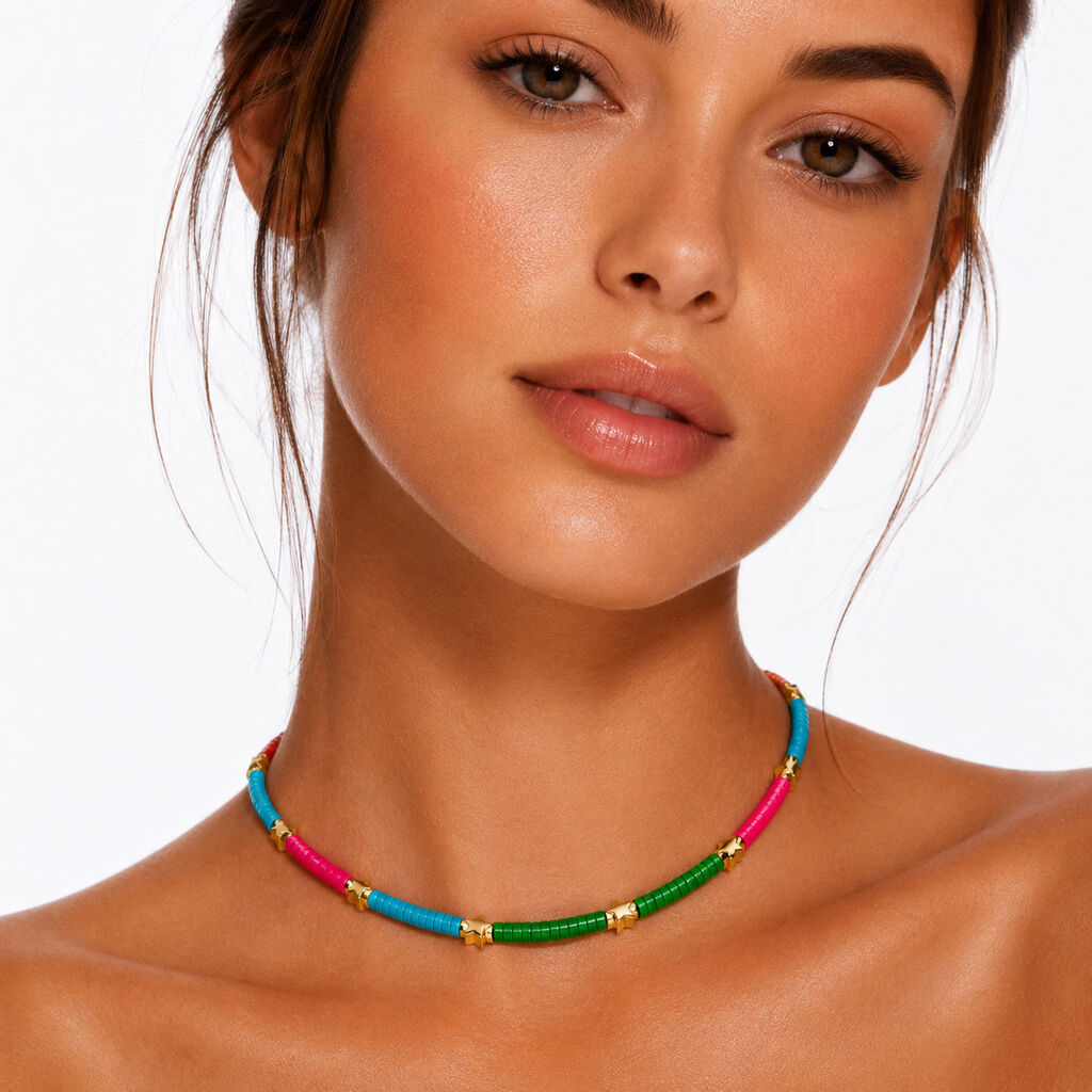 Rainbow Beads Gold Stars