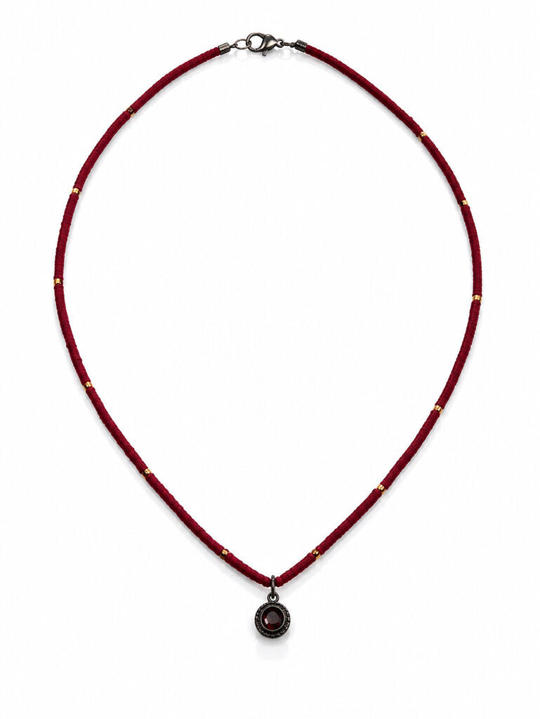 Red Beads Pink Stone Gold