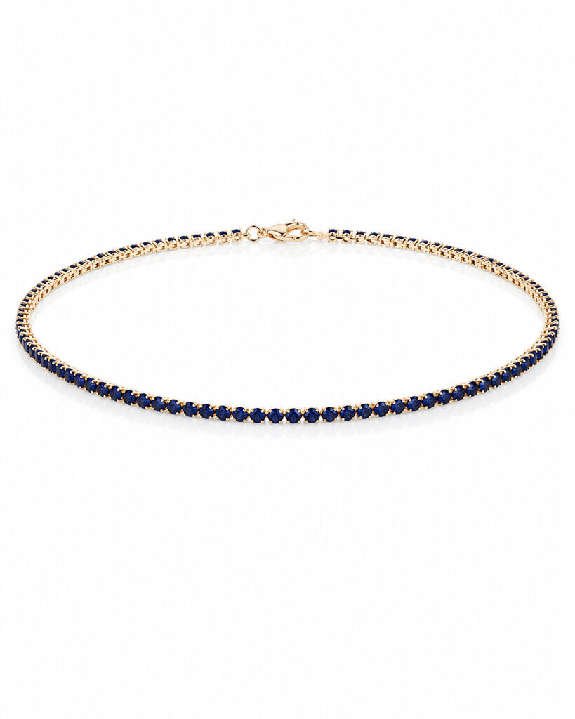 Yellow Gold Blue Diamond Tennis