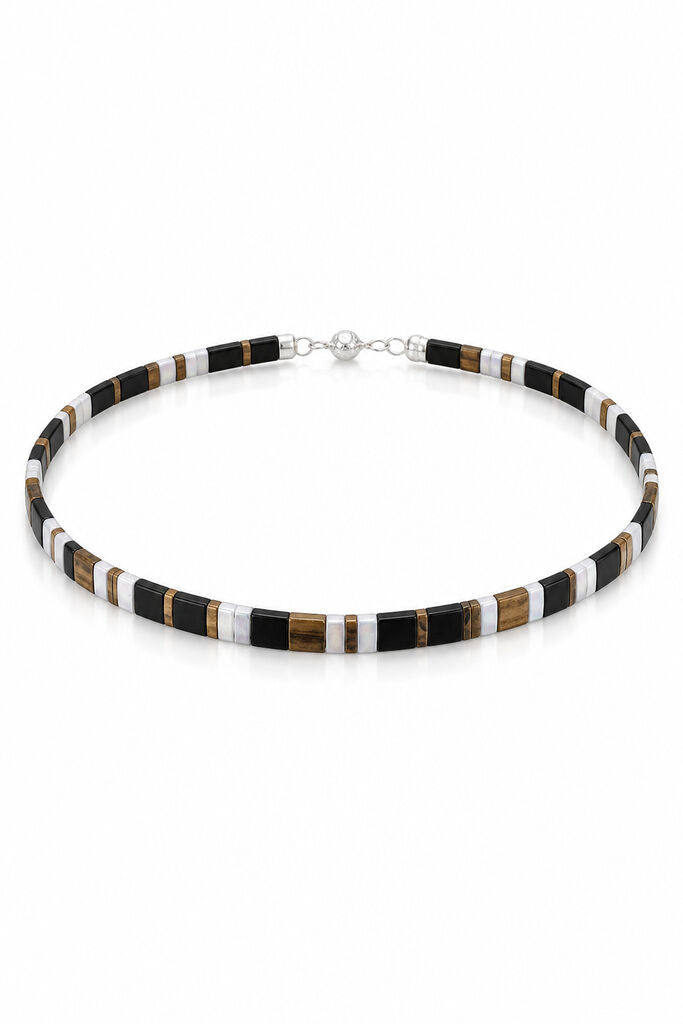 Black/Gold/Pearl Necklace