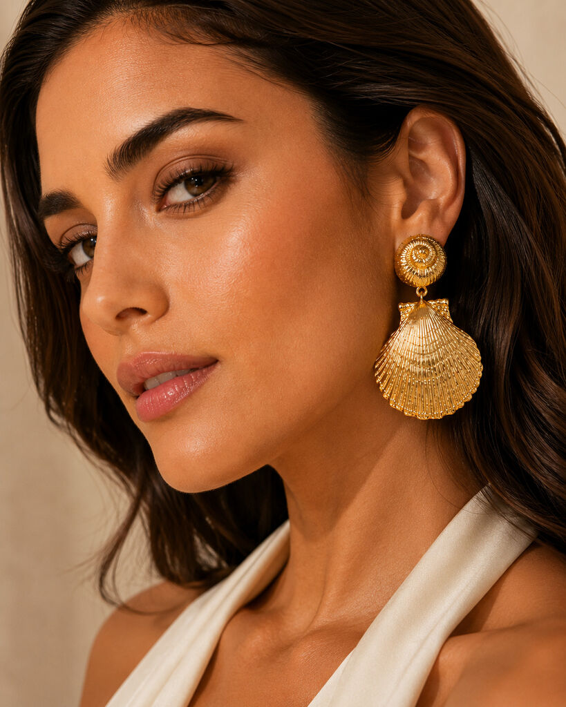 gold shell earings