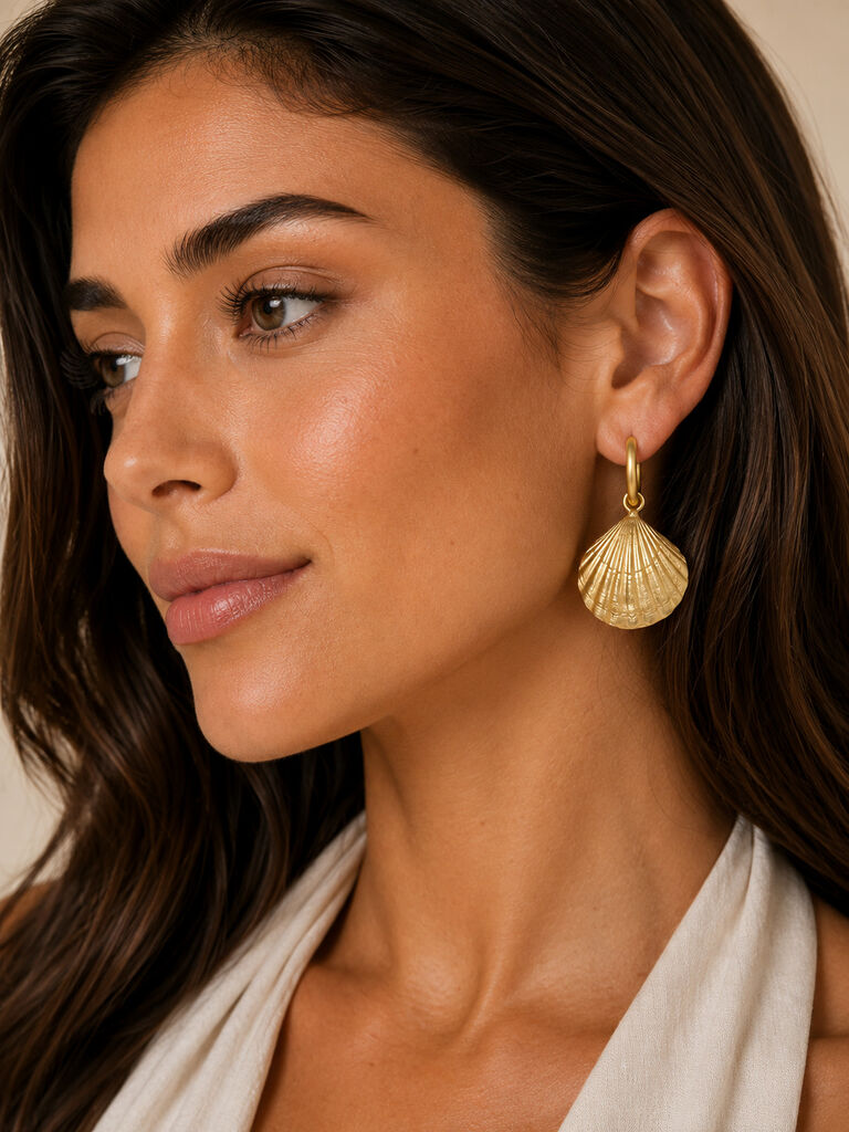 matte gold shell earrings