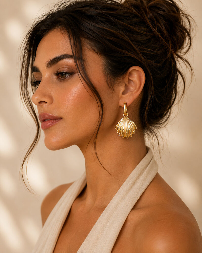 medium matte gold st shell earrings