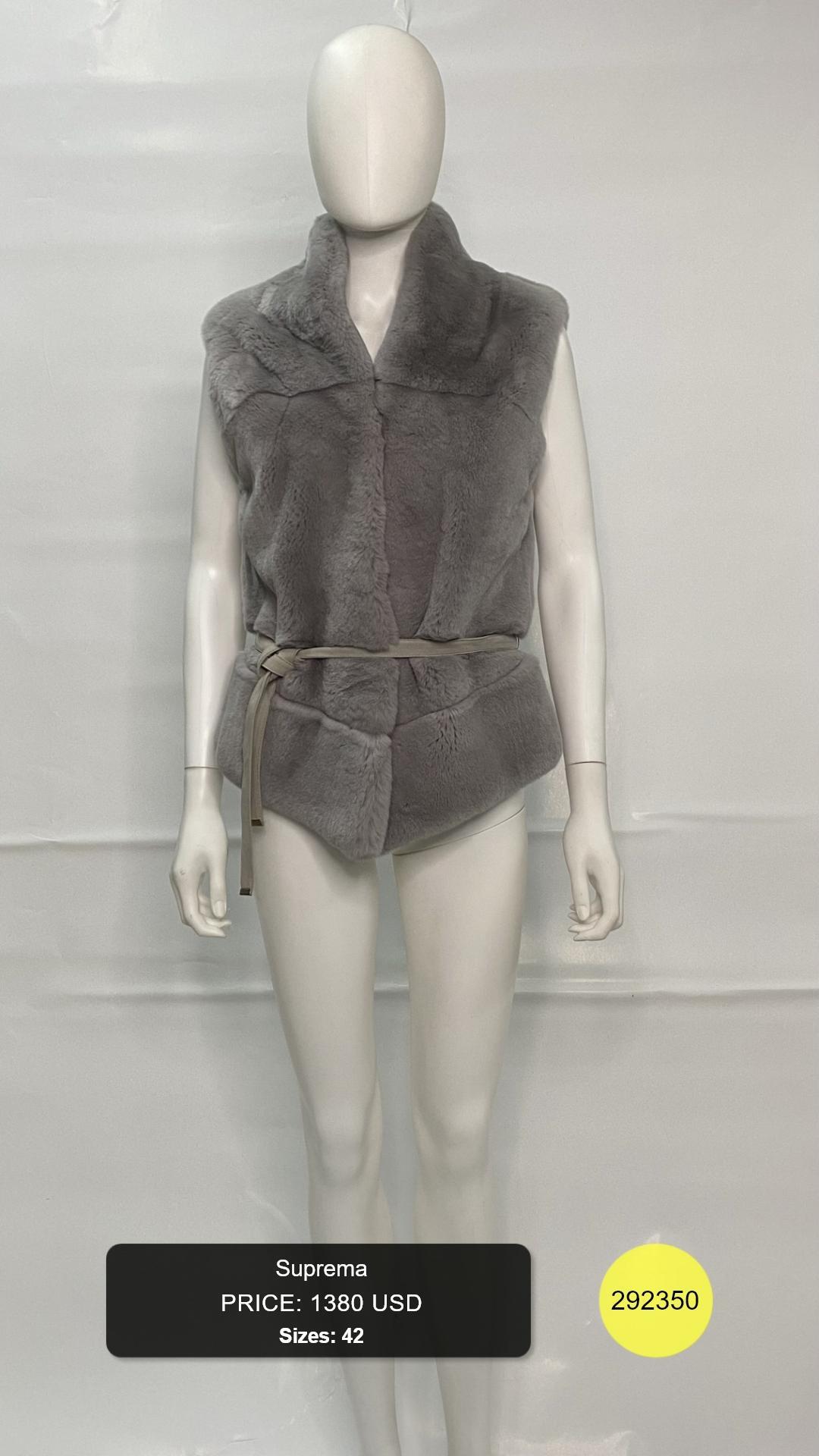 Gray Fur Vest with Belted Waist