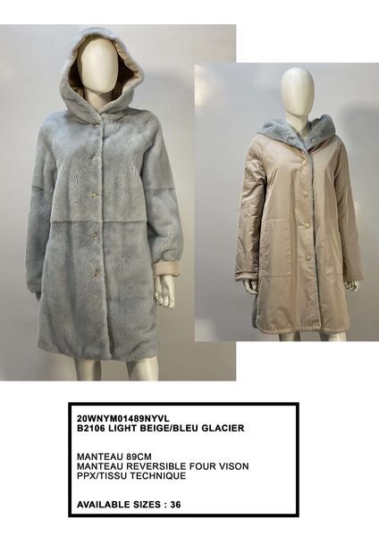 Light Beige Reversible Coat with Hood