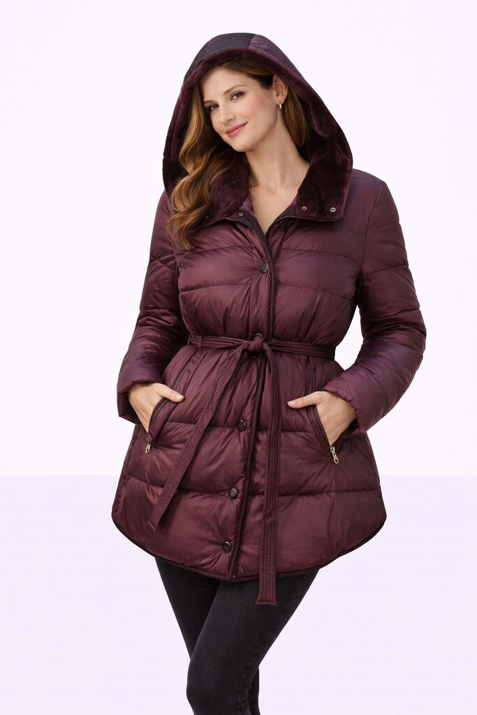 Bordeaux Quilted Nylon Jacket with Reversible Feature