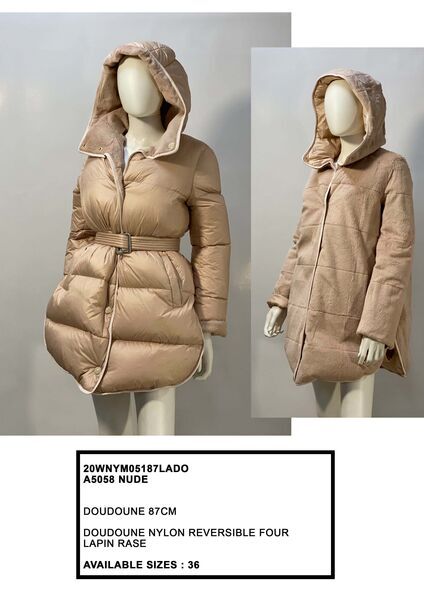 Nude Reversible Puffer Jacket with Belt