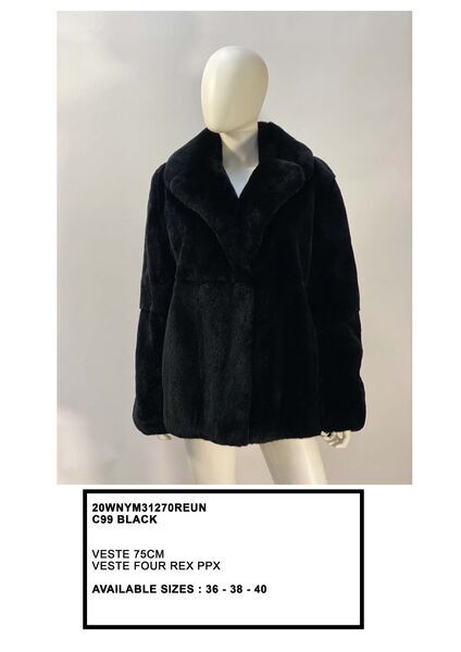 Black Luxe Fur Jacket with Oversized Collar