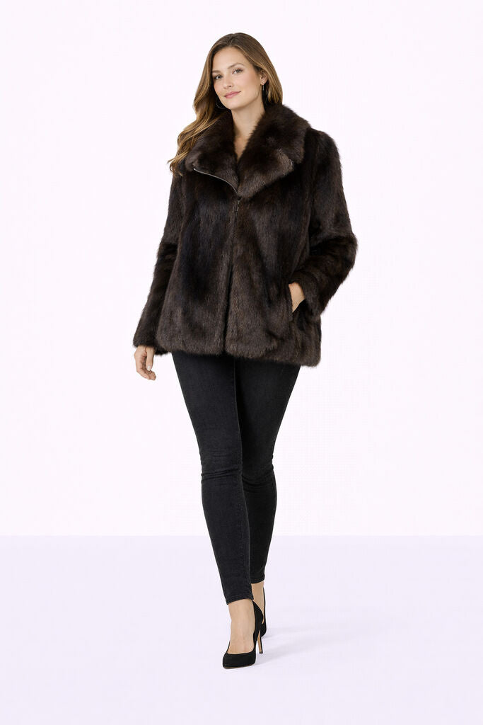 Dark Brown Textured Jacket with Luxurious Finish