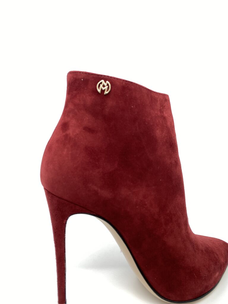Burgundy Suede Ankle Boot Stiletto Heel