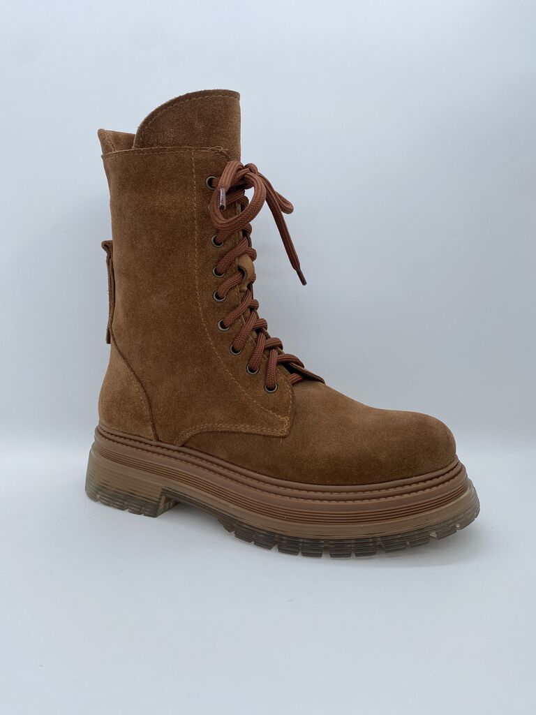 Brown Suede Ankle Boot with Chunky Sole