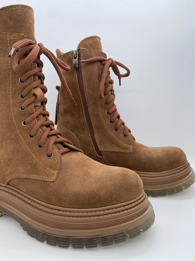 Brown Suede Ankle Boot with Chunky Sole