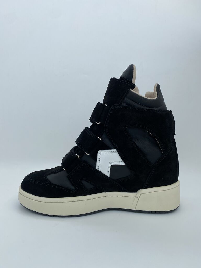 Black Suede High-Top Sneakers with Velcro Straps