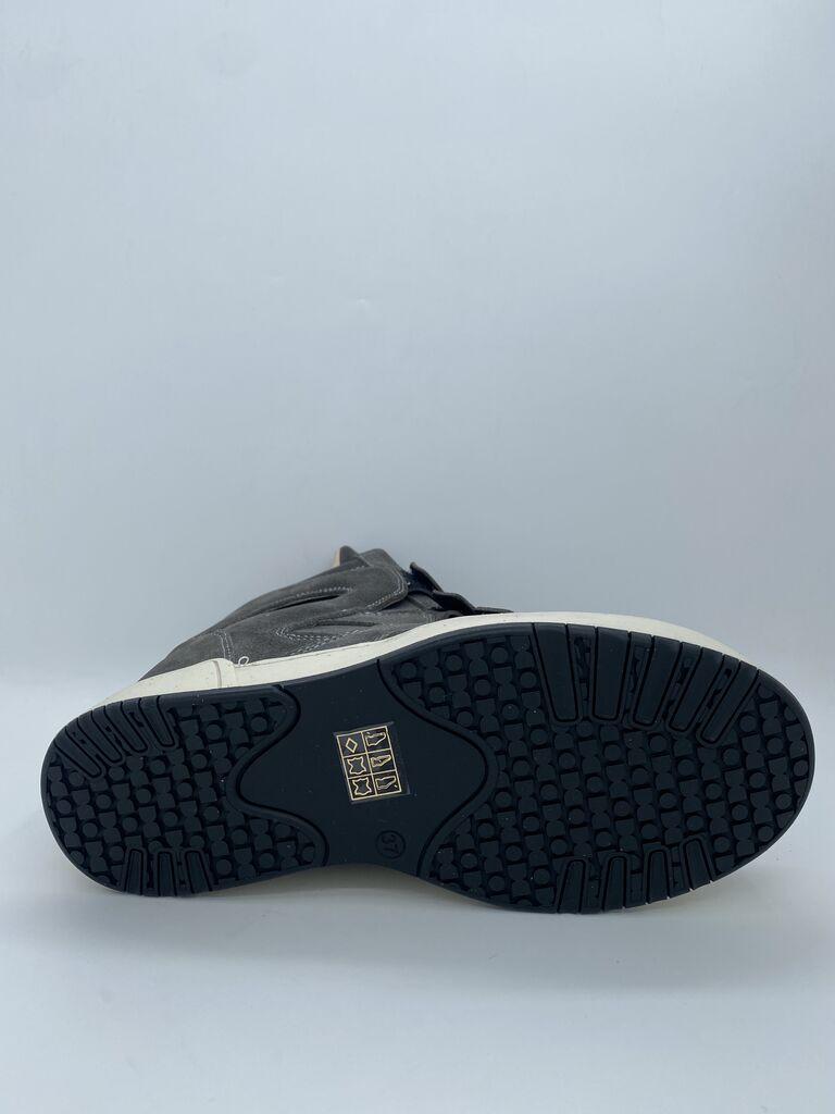 Gray Suede High-Top Sneakers with Velcro Straps