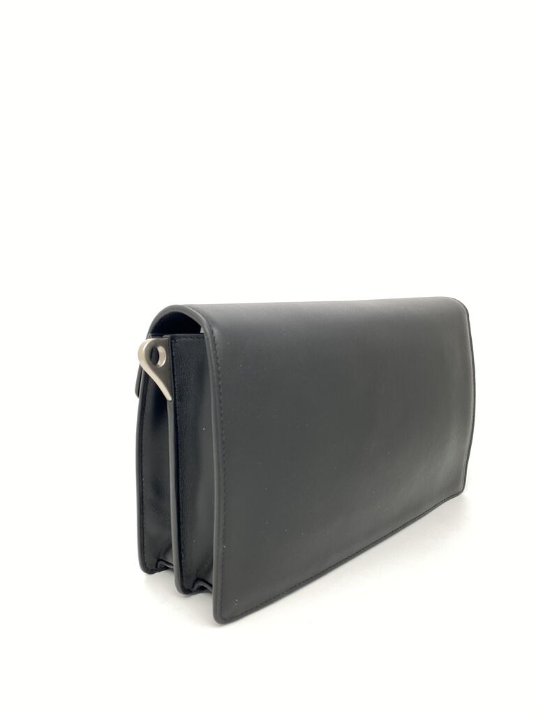 Black Suede Clutch Bag with Metal Closure