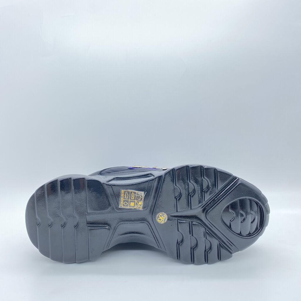 Black Embellished Athletic Sneakers with Rhinestones