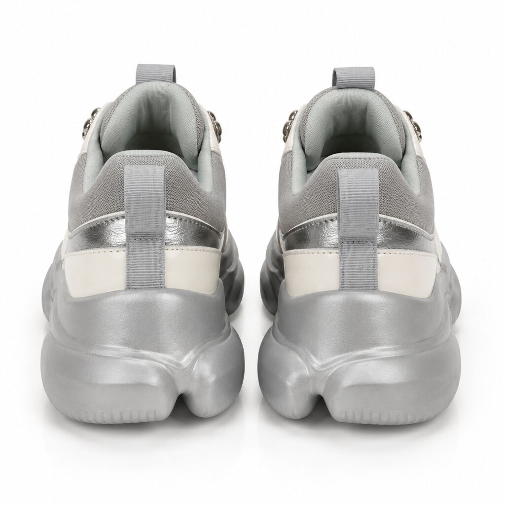 Silver Patent Chunky Sole Sneakers