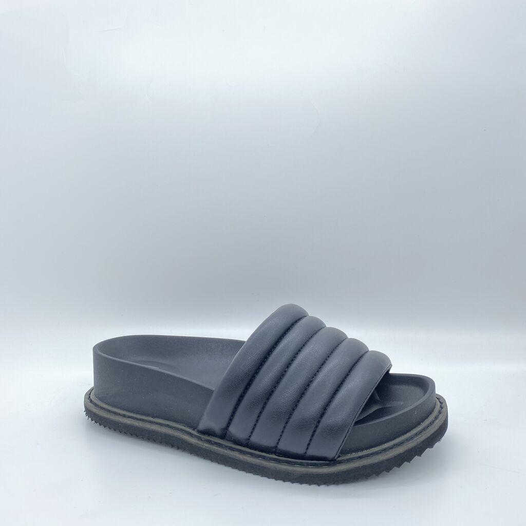 Black Quilted Slide Sandal Cushioned Comfort – Pointure