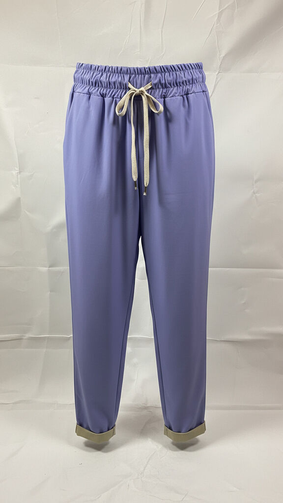 Lavender Relaxed-Fit Trousers with Drawstring Waist