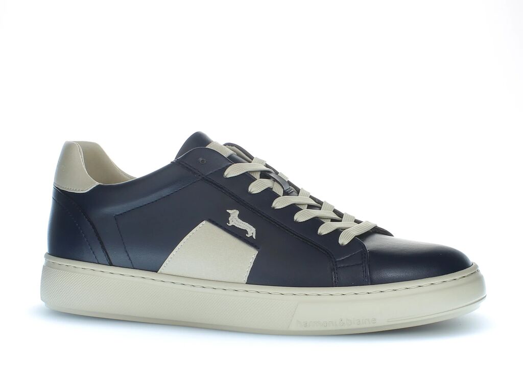 Black Leather Sneakers with Contrast Detailing