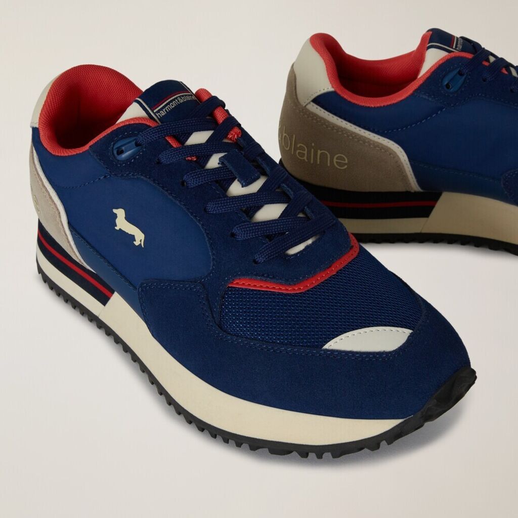 Navy Colorblock Retro Trainers