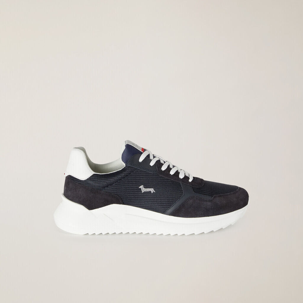Navy Mesh Sneakers with White Sole