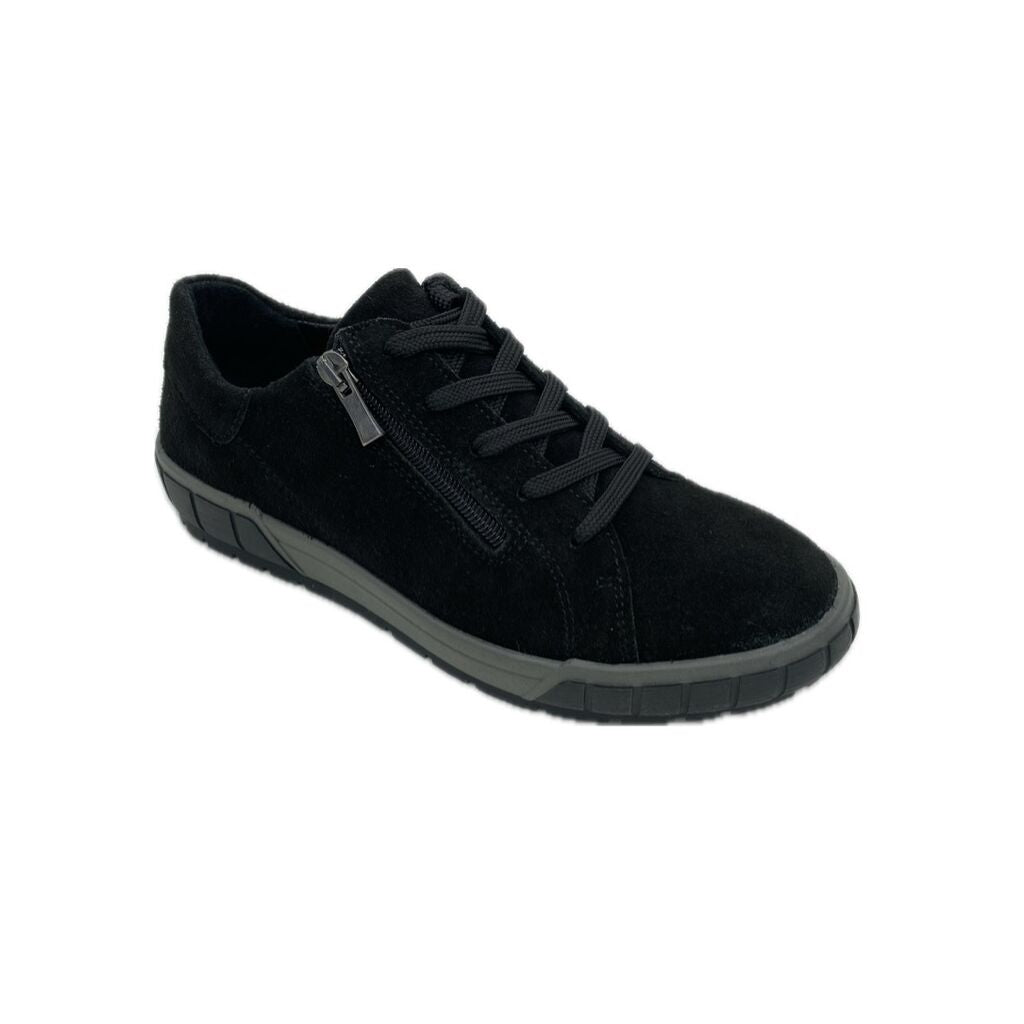 Black Suede Sneaker with Side Zipper