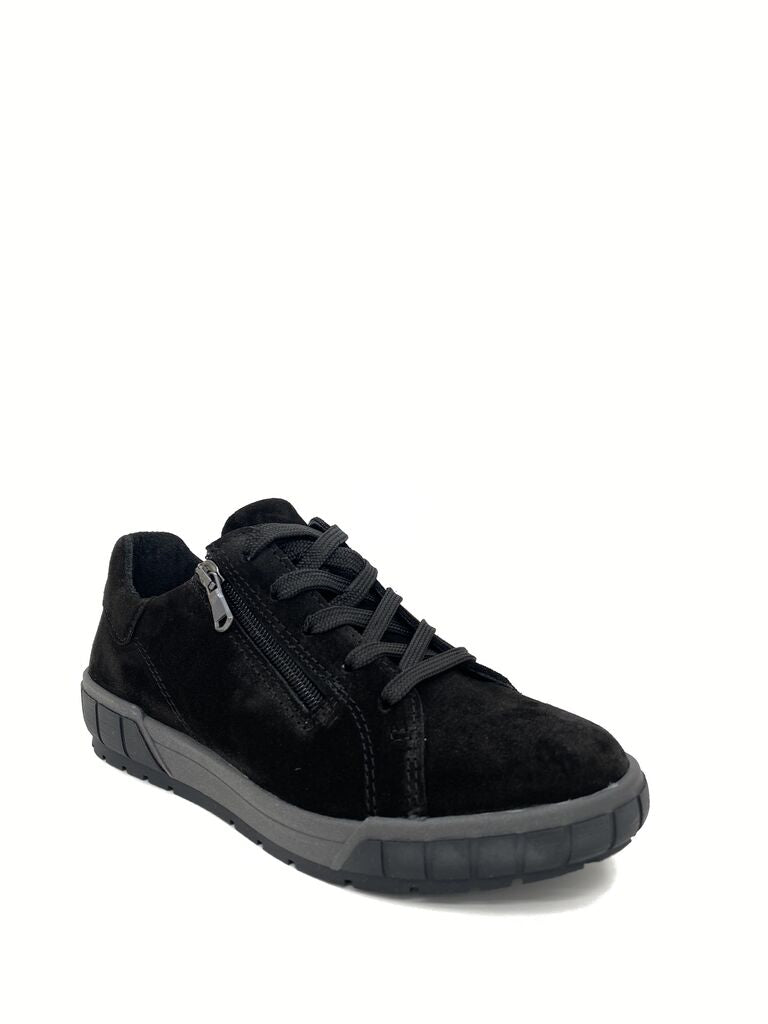 Olive Suede Low-Top Zip-Accent Sneakers