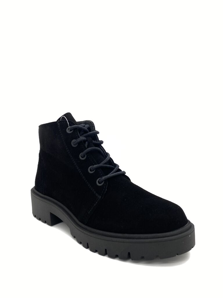 Black Suede Ankle Boots with Lug Sole