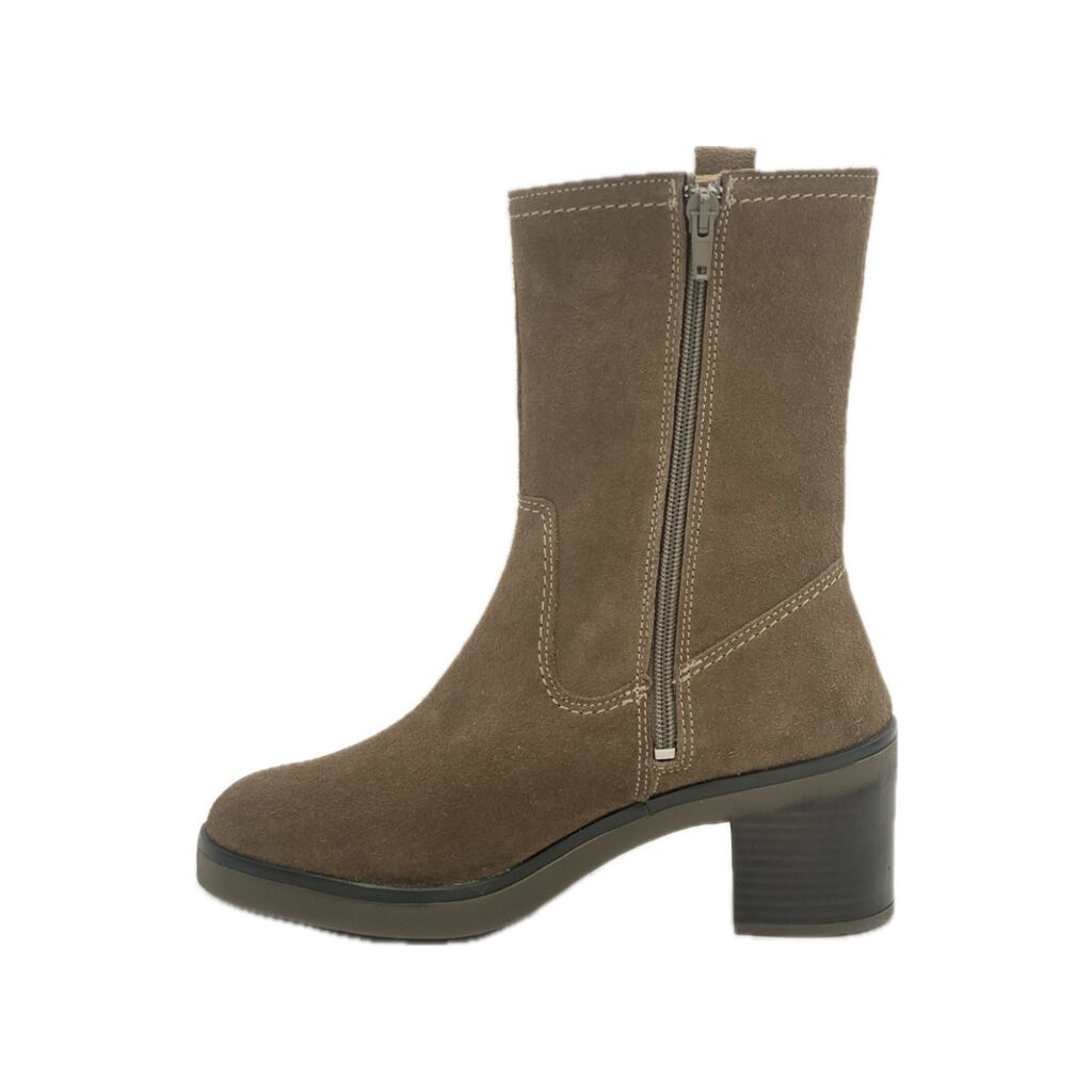 Brown Suede Mid-Calf Boots with Block Heel
