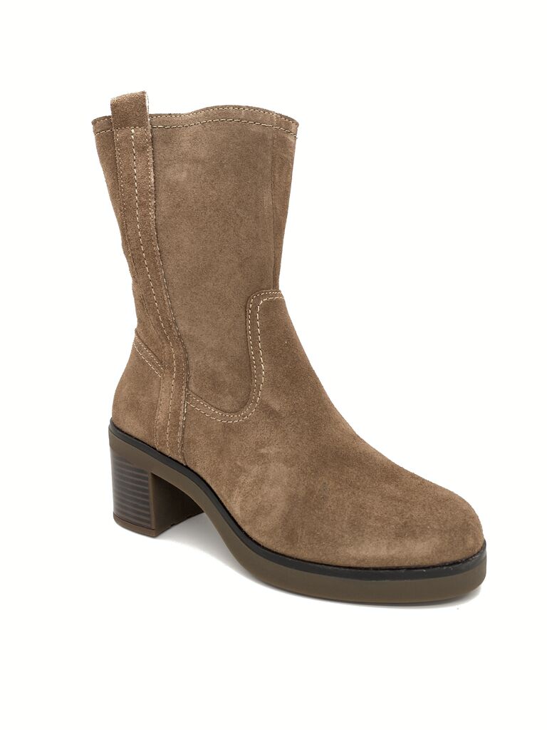 Brown Suede Mid-Calf Boots with Block Heel