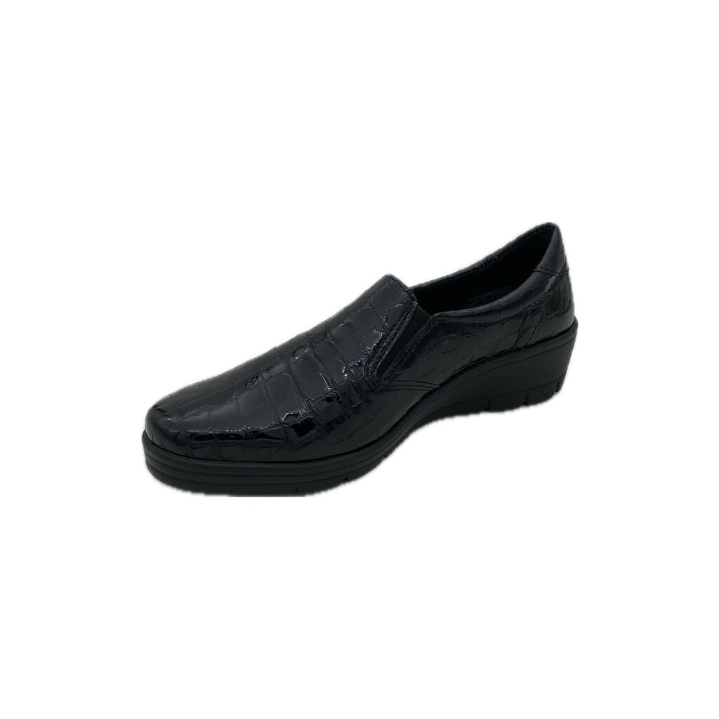 Black Embossed Slip-On Shoe with Comfortable Sole
