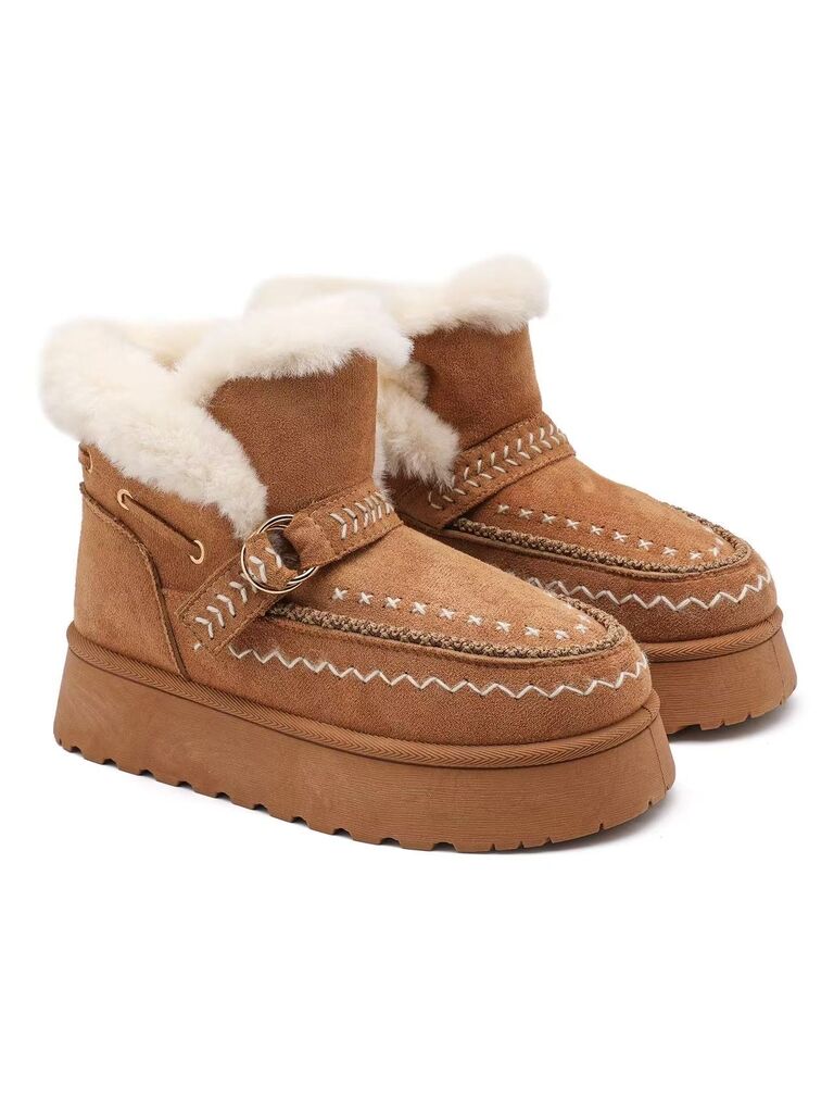 Brown Suede Ankle Boots with Shearling Lining