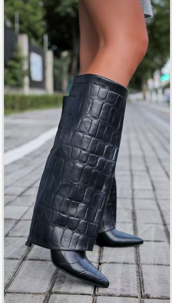 Knee High Boot Crocco BLACK