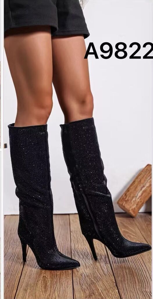 Knee High Boot Strass BLACK