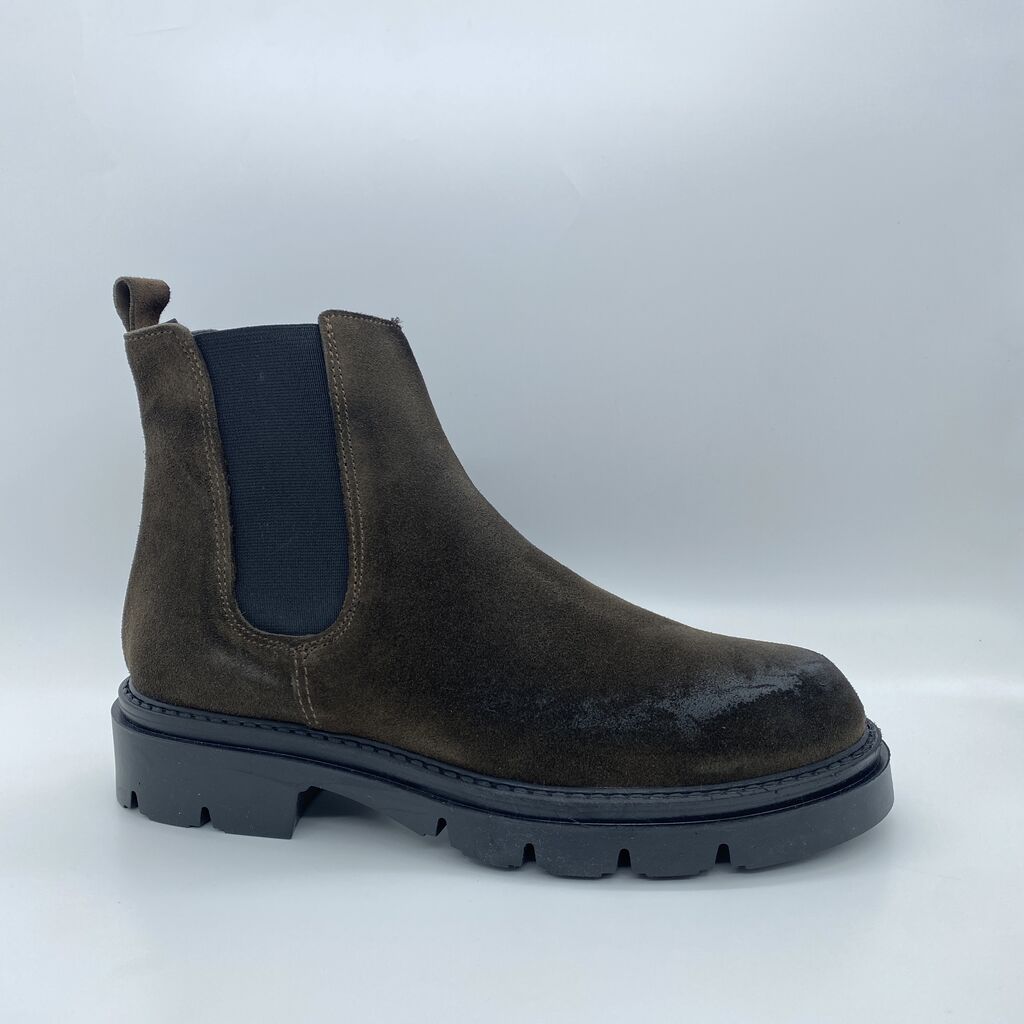 Black Suede Chelsea Boot with Chunky Sole
