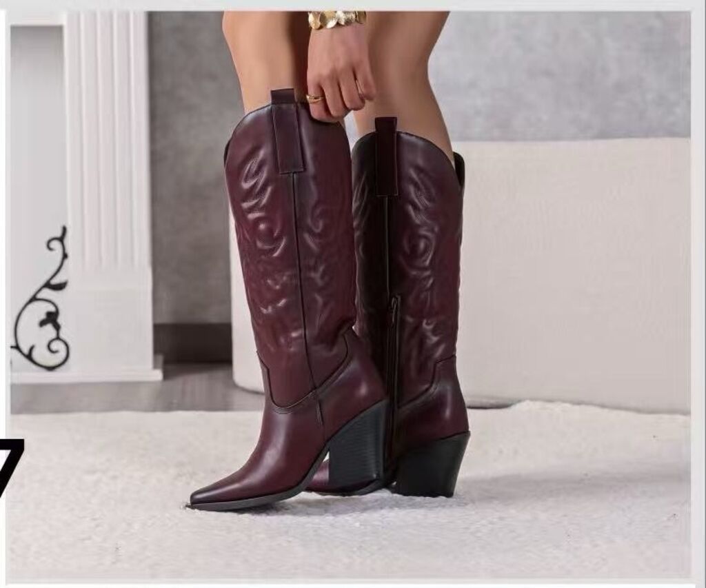 Western Boot Nappa WINE