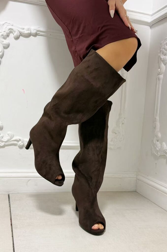 Semi-Height Boots Suede BROWN