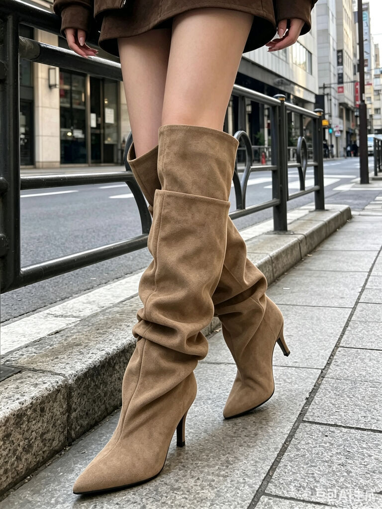 Over the Knee Boot Suede KHAKI