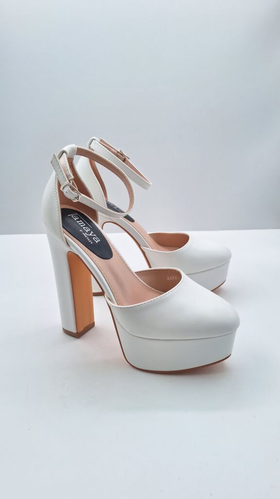 White Platform Heel with Ankle Strap