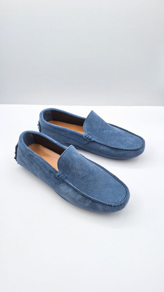 Blue Suede Loafers with Classic Design