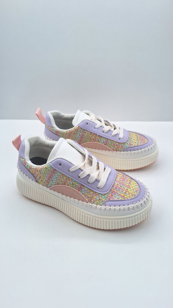 Multicolor Woven Sneakers with Chunky Sole