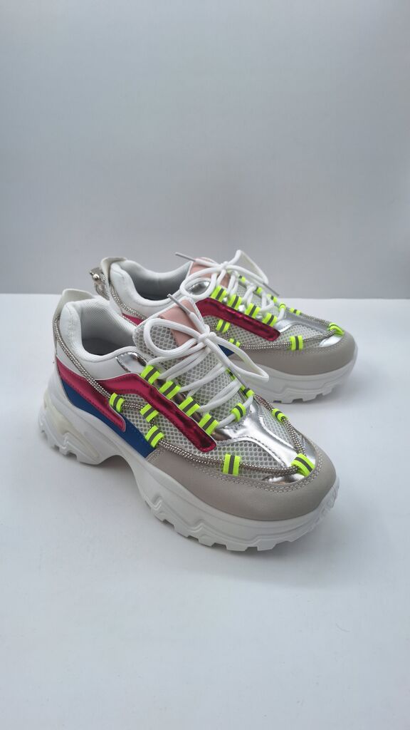 Multicolor Mesh Chunky Sneakers with Neon Accents