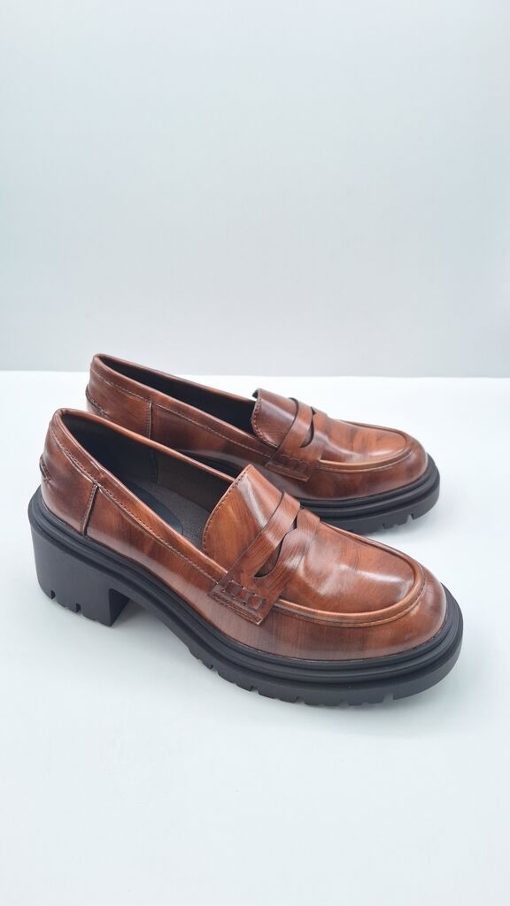 Brown Leather Loafers with Chunky Sole