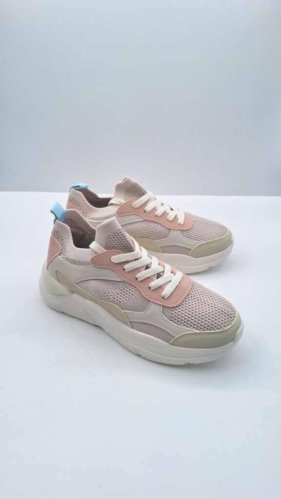 Pastel Mesh Sneakers with Lace-Up Detail