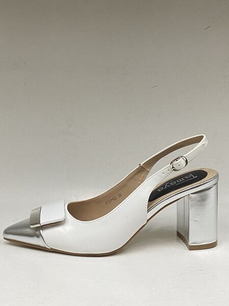 Sling-Back Nappa WHI/SLV