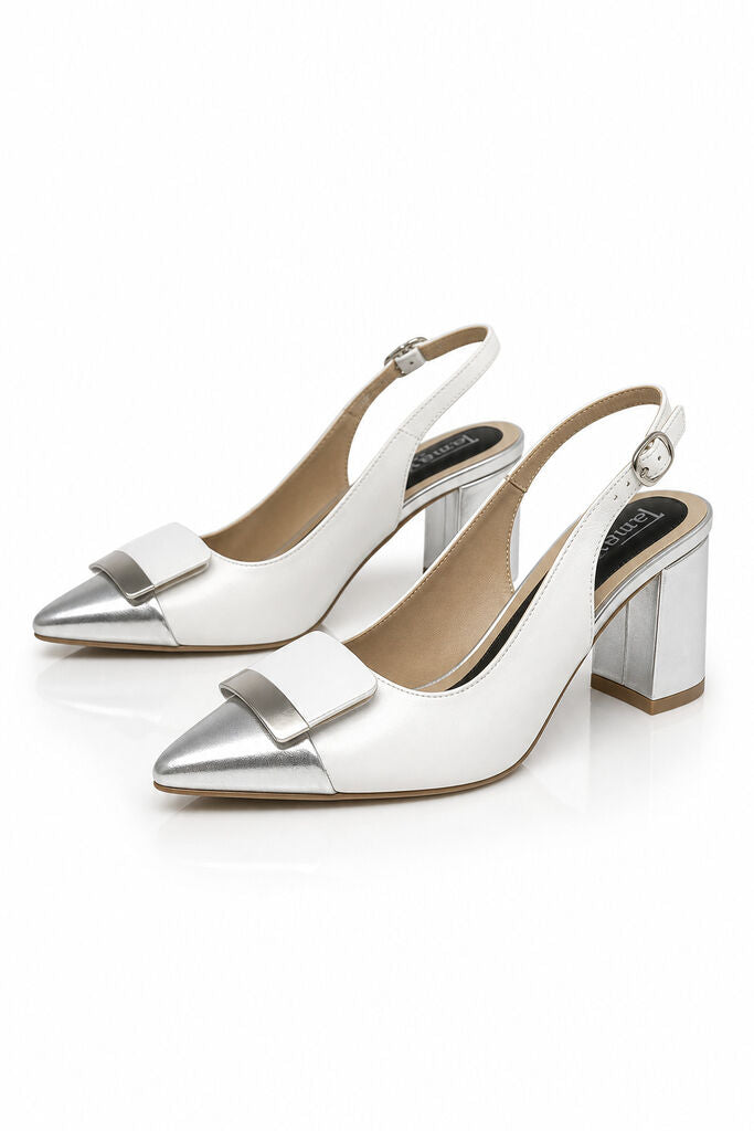 Sling-Back Nappa WHI/SLV